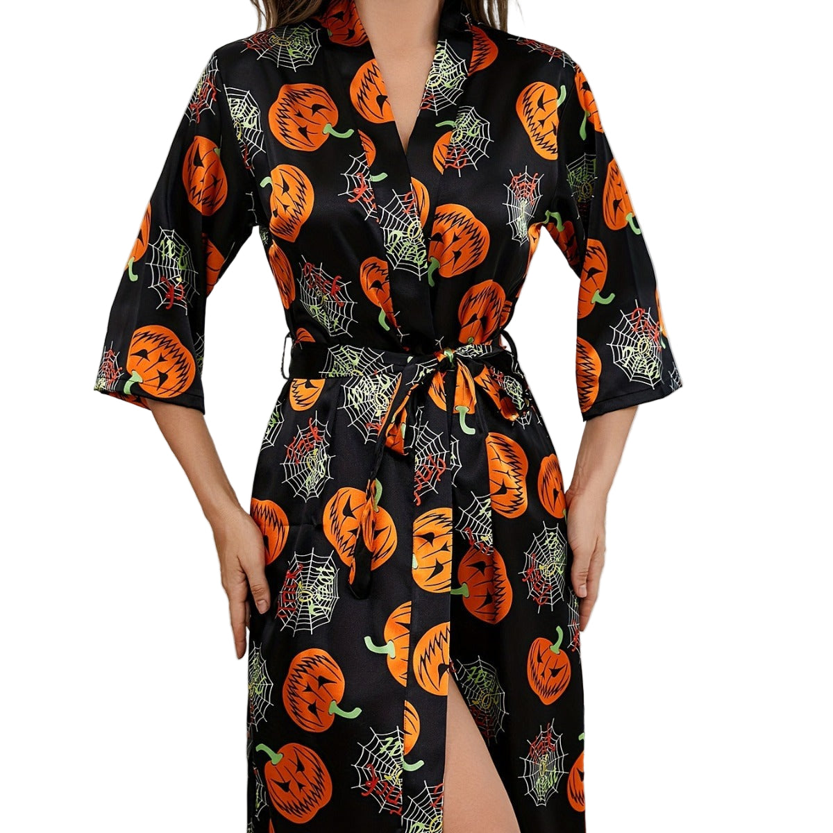 Robe Halloween Femme Motif Citrouille Décontractée Tissu Doux 0