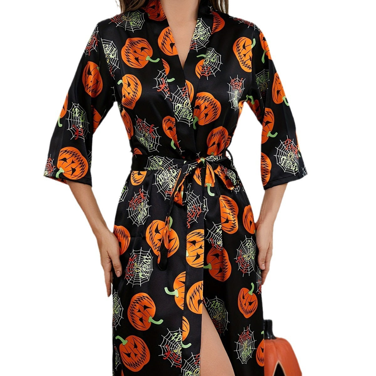 Robe Halloween Femme Motif Citrouille Décontractée Tissu Doux 5
