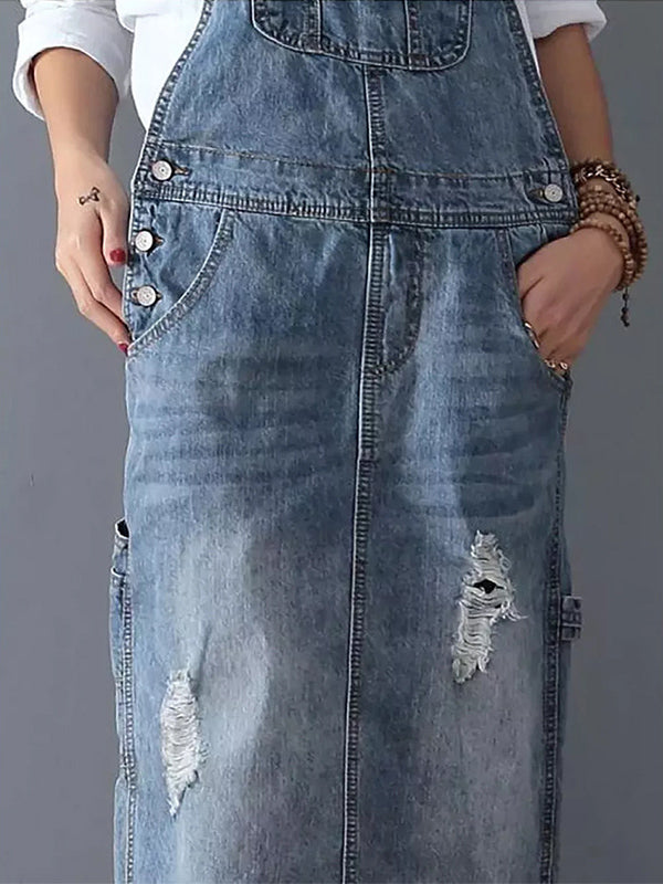 Robe Latz en Denim pour Femme au Style Décontracté 6