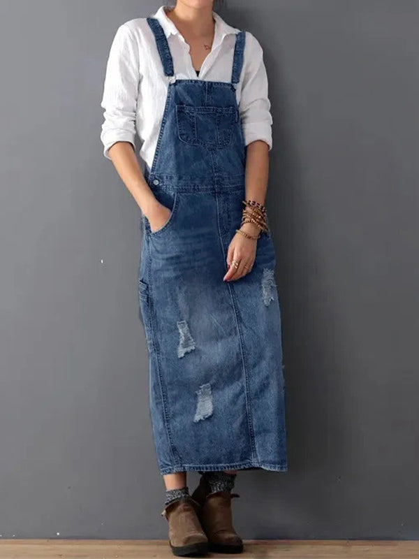 Robe Latz en Denim pour Femme au Style Décontracté 8