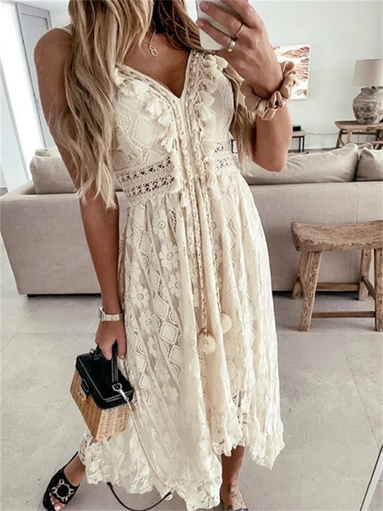 Robe Longue Bohème Sans Manches 2