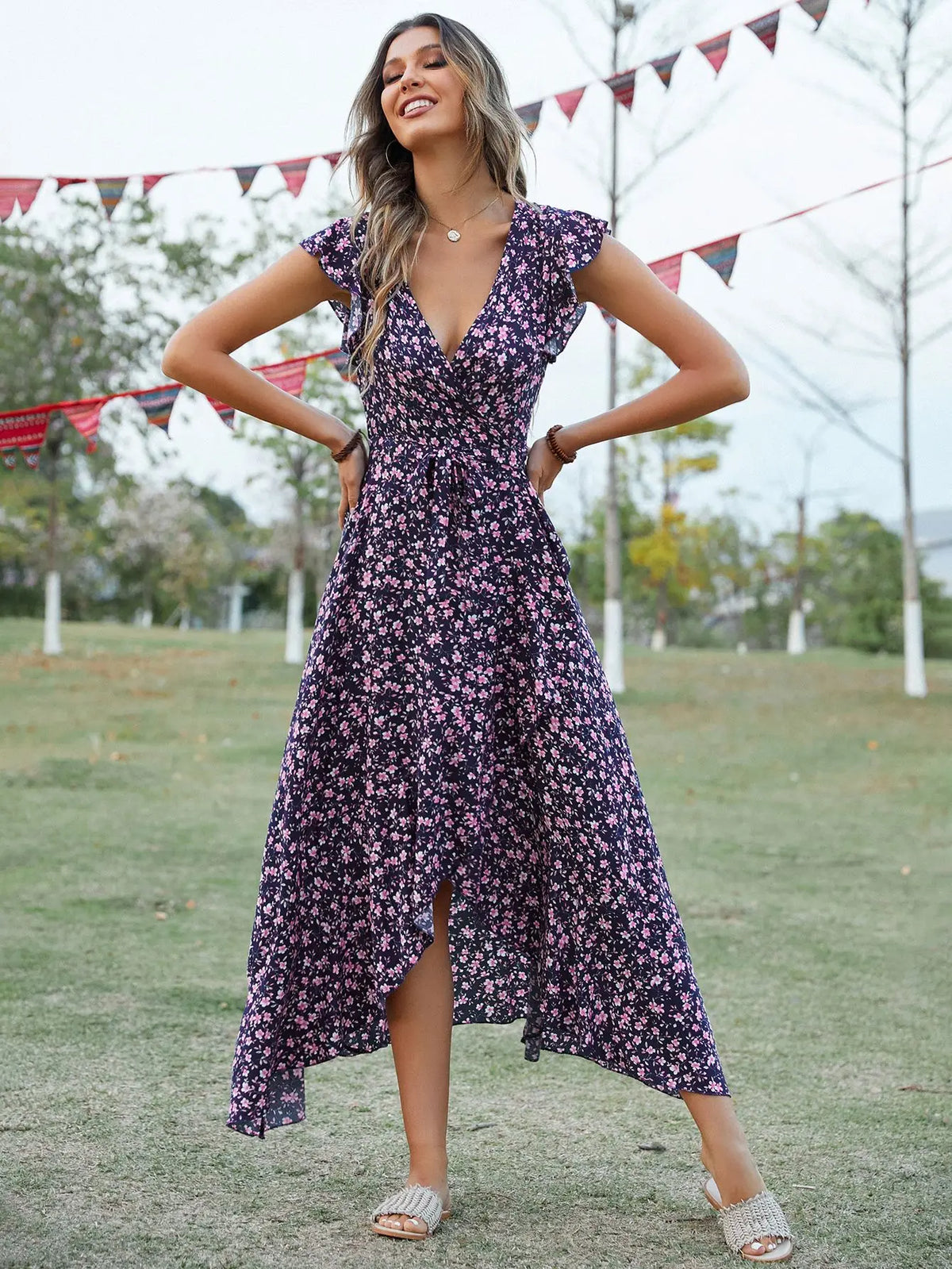 Robe Longue Bohème à Manches Courtes 3