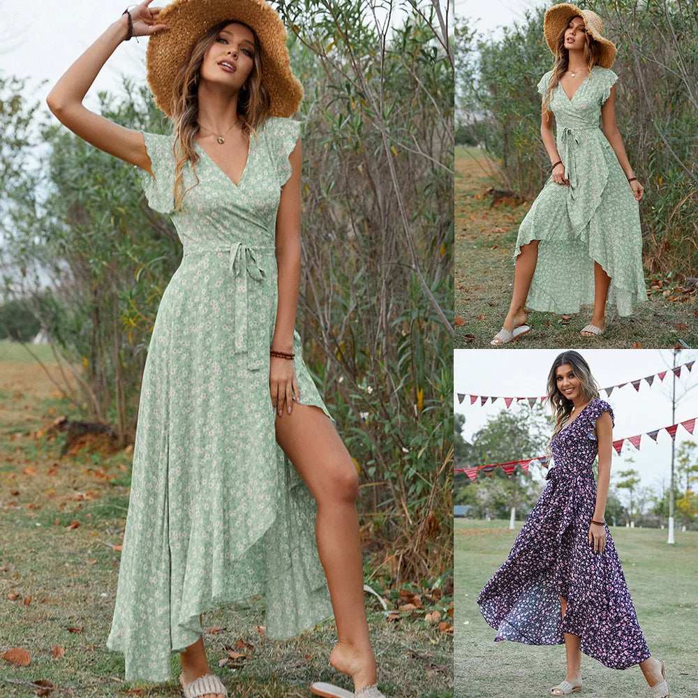Robe Longue Bohème à Manches Courtes 5
