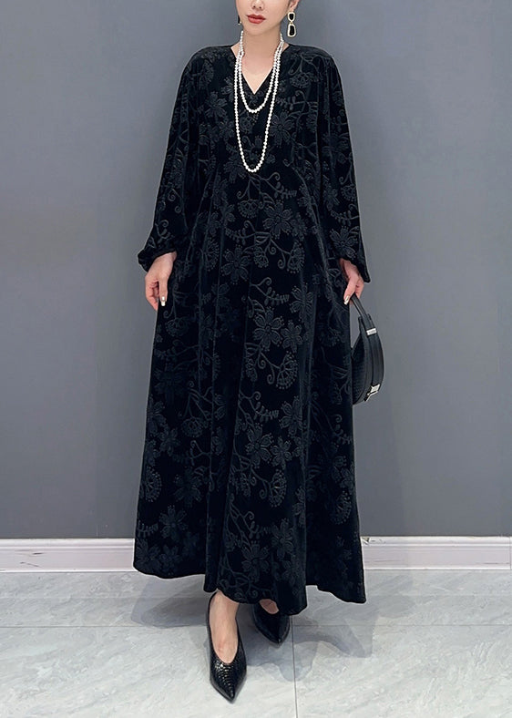 Robe Longue Chic à Col en V pour Femme 1