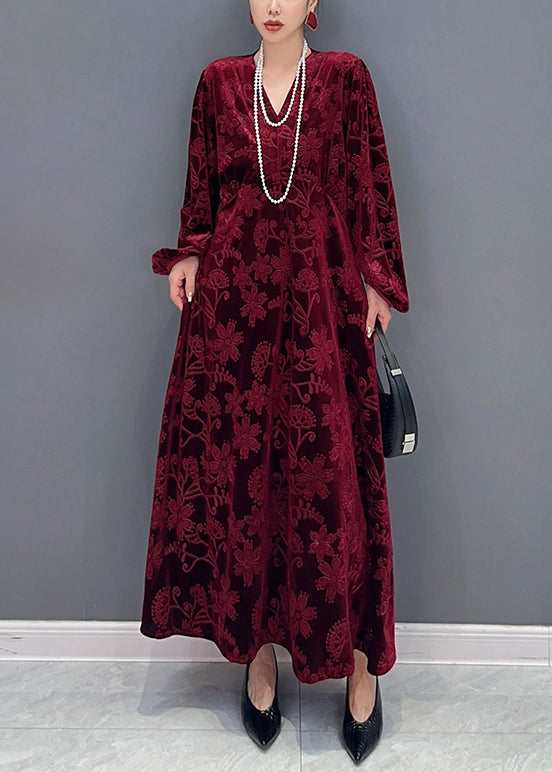 Robe Longue Chic à Col en V pour Femme 2