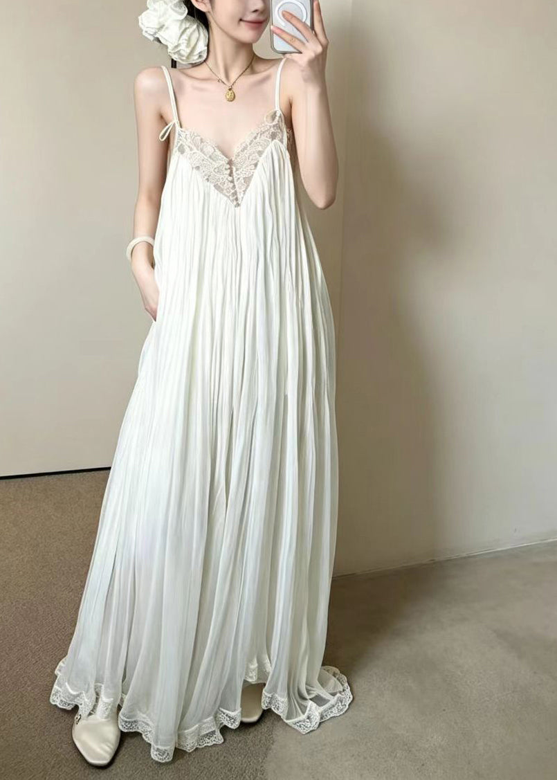 Robe Longue Femme Bohème Col en V à Bretelles Fines 2