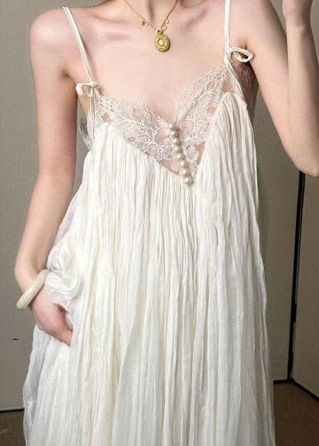 Robe Longue Femme Bohème Col en V à Bretelles Fines 4