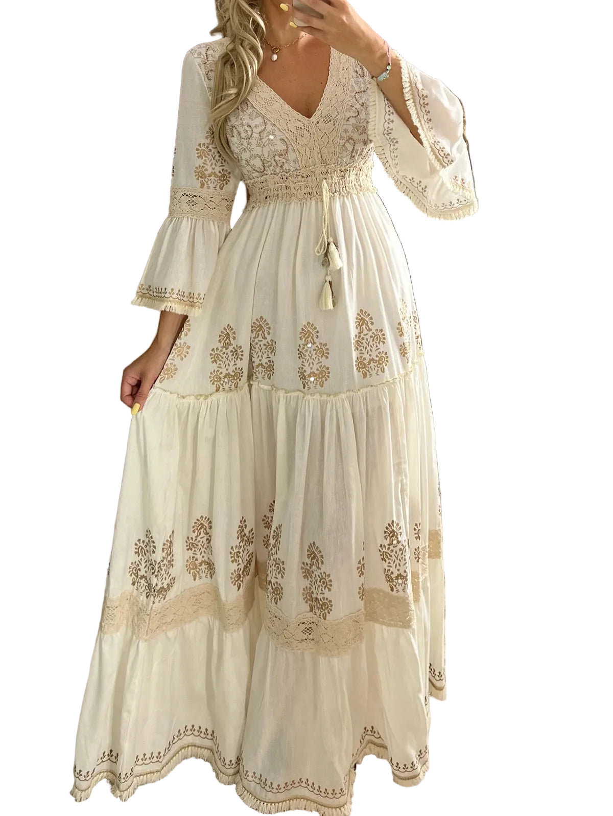 Robe Longue Femme Bohème Imprimé Floral Été 0