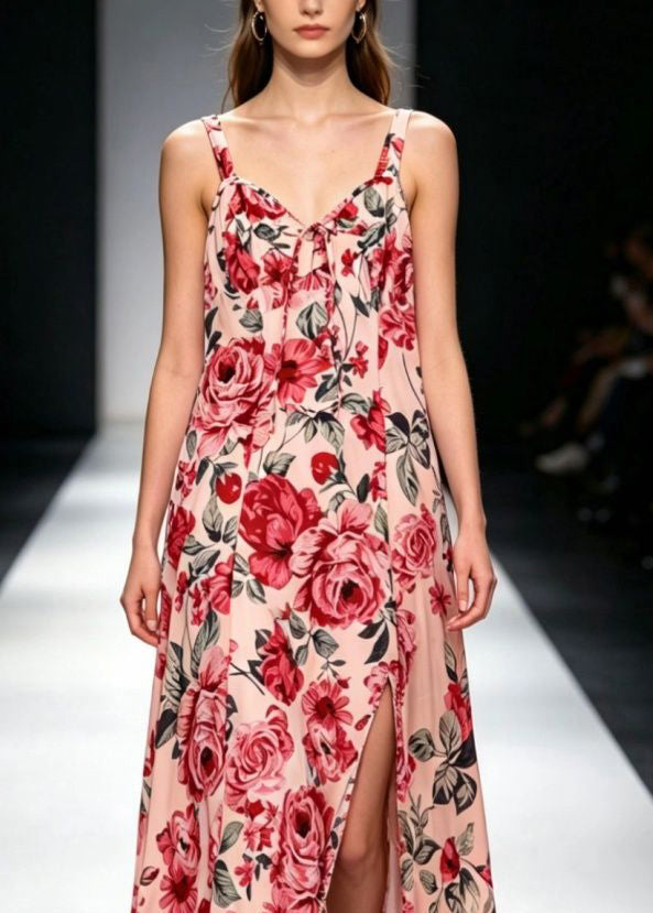 Robe Longue Femme Bretelles Spaghetti Col en V Nouée 2