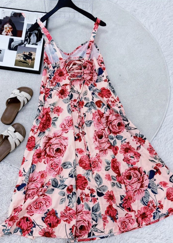 Robe Longue Femme Bretelles Spaghetti Col en V Nouée 3