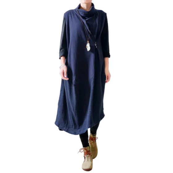 Robe Longue Femme Caftan Oversize à Manches Longues avec Fermeture Éclair 0