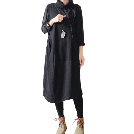 Robe Longue Femme Caftan Patchwork Automnal Grande Taille 0