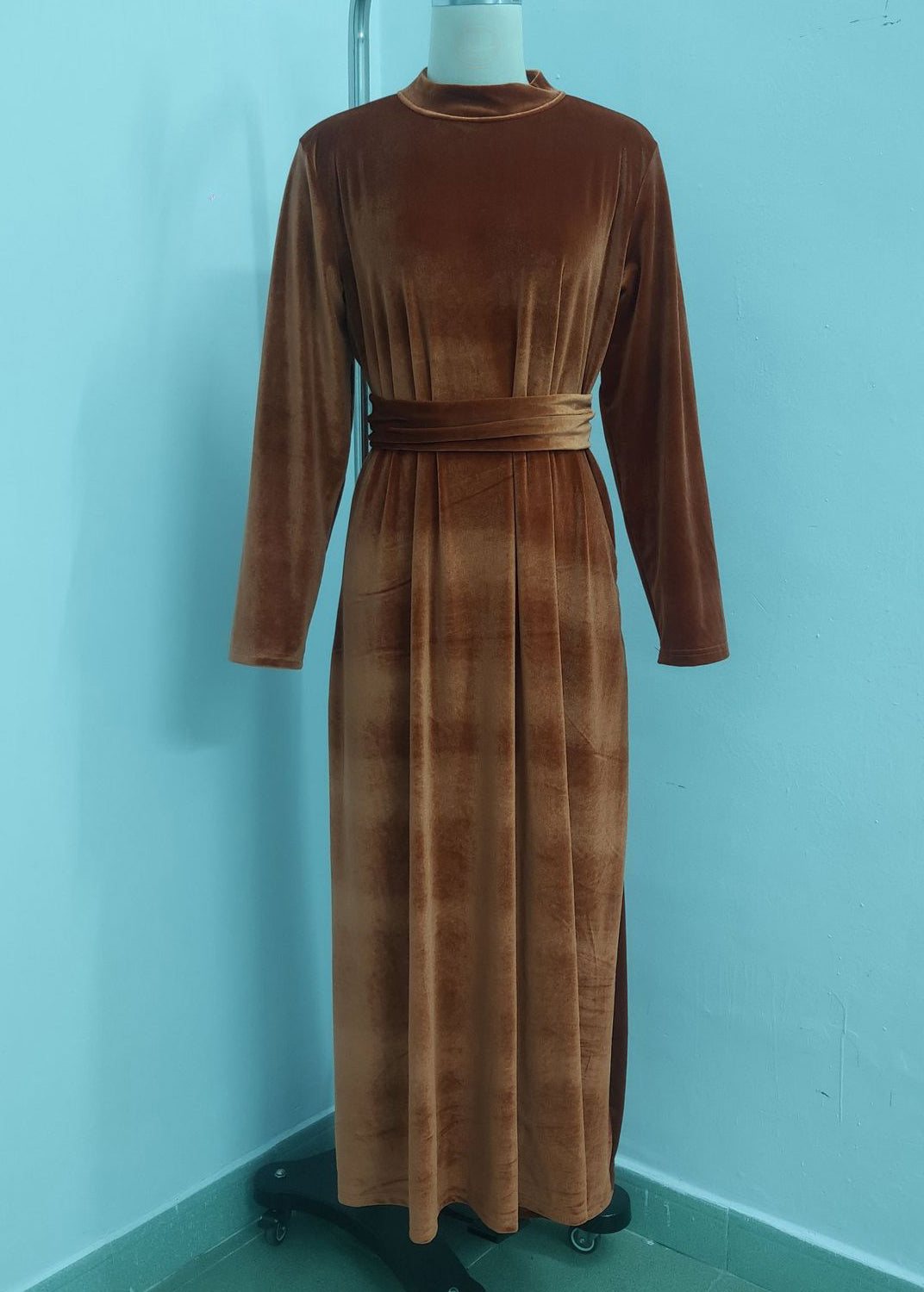 Robe Longue Femme Col Montant Style Patchwork Automne 2
