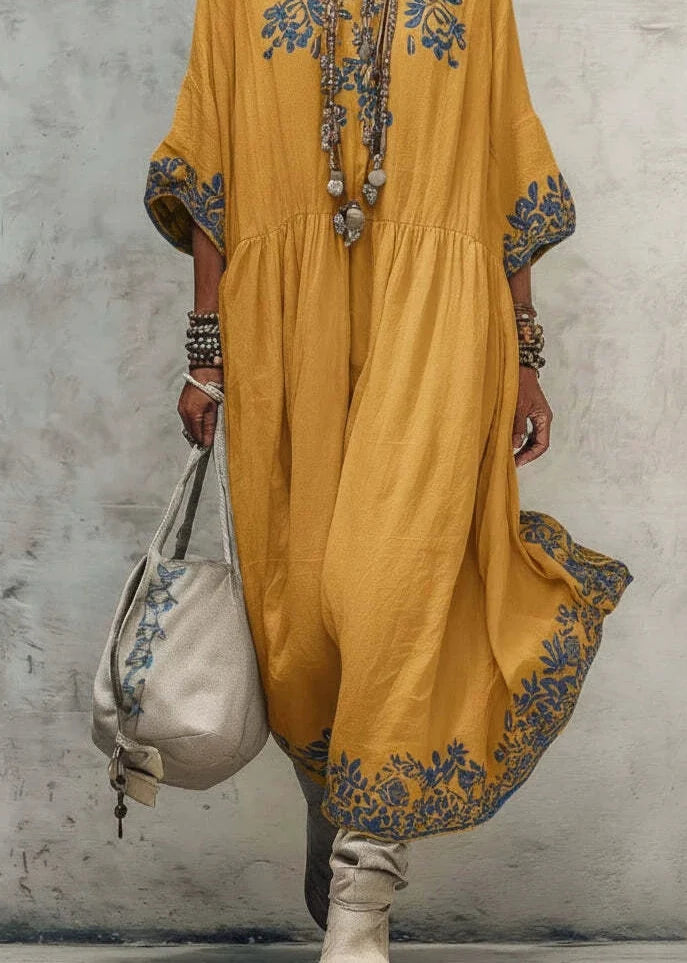 Robe Longue Femme Col Rond Patchwork Été Fluide 2