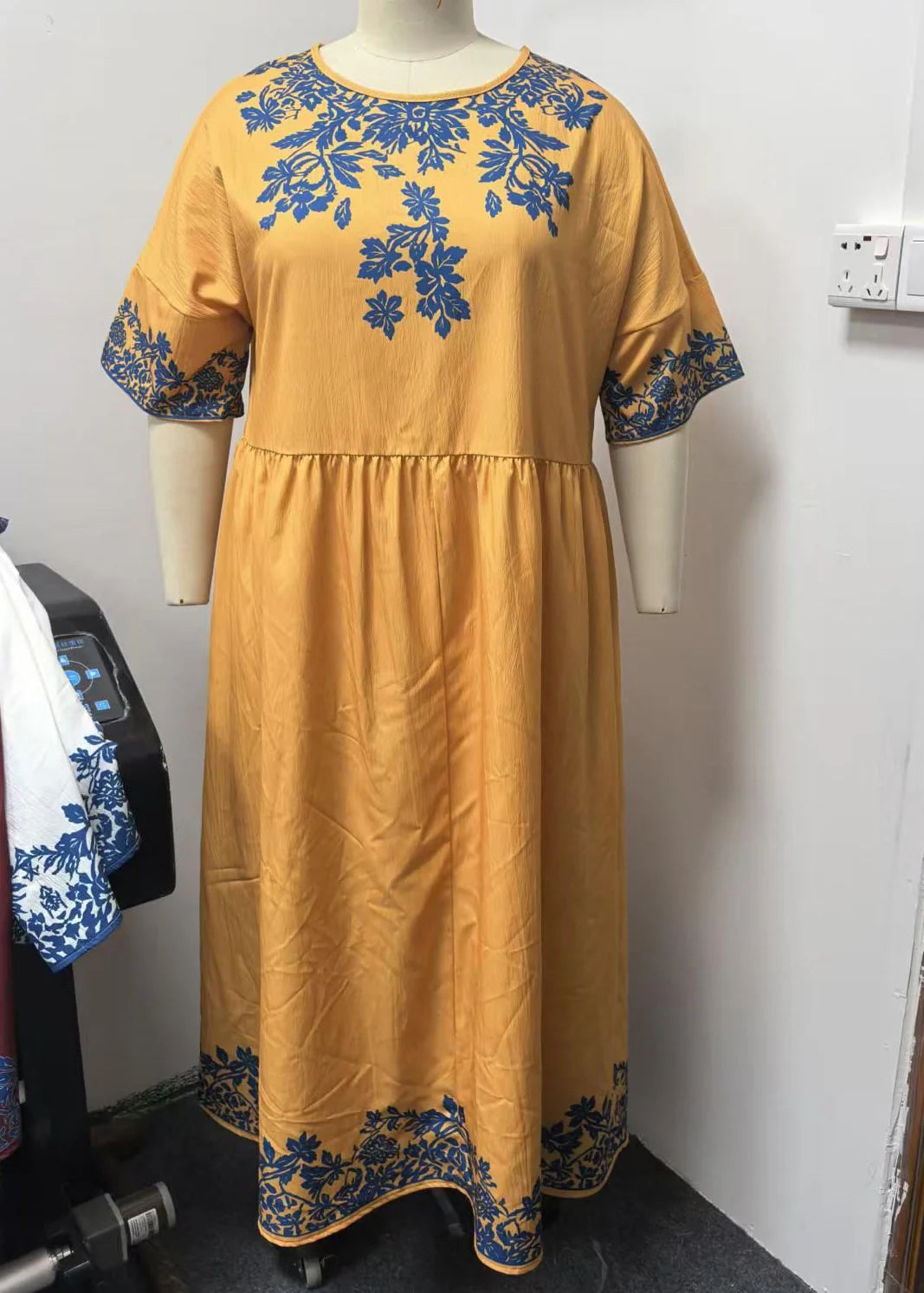 Robe Longue Femme Col Rond Patchwork Été Fluide 3
