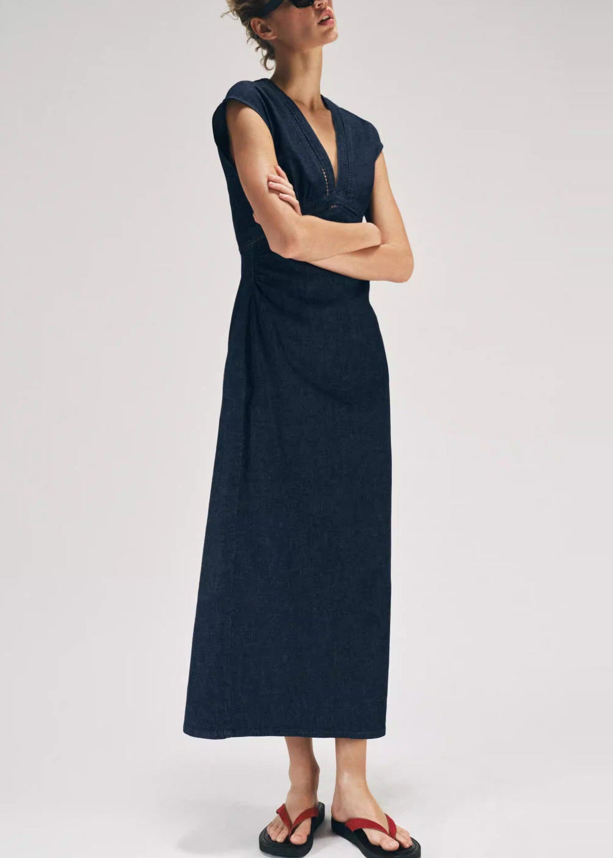 Robe Longue Femme Col V Dos Ouvert Ample 0