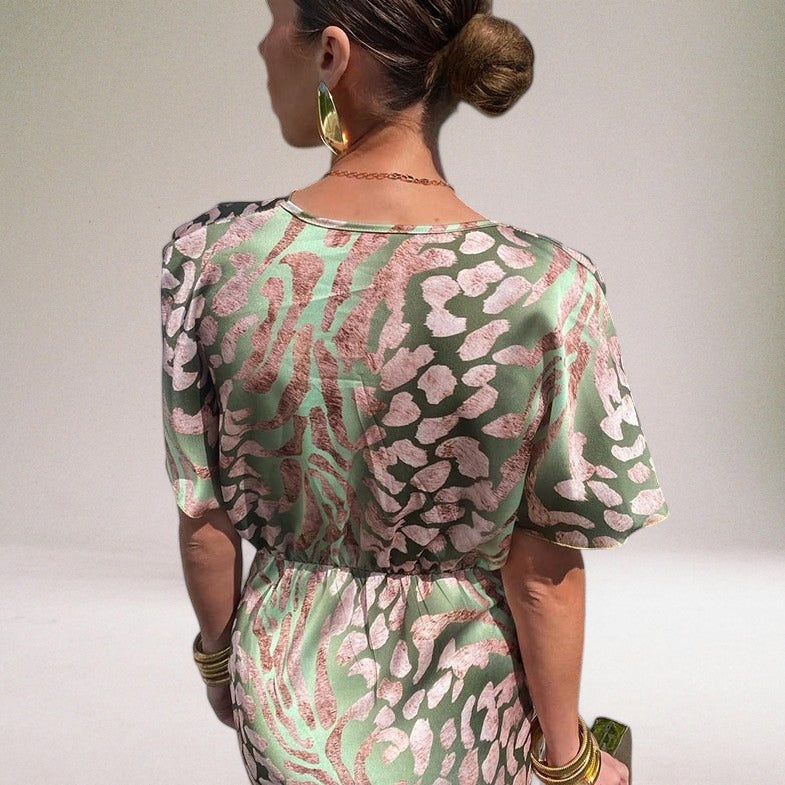 Robe Longue Femme Col en V Torsadé Élégante pour Soirée Été 3