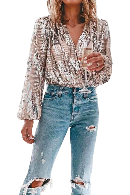 Robe Longue Femme Col en V à Manches Longues Tendance 2