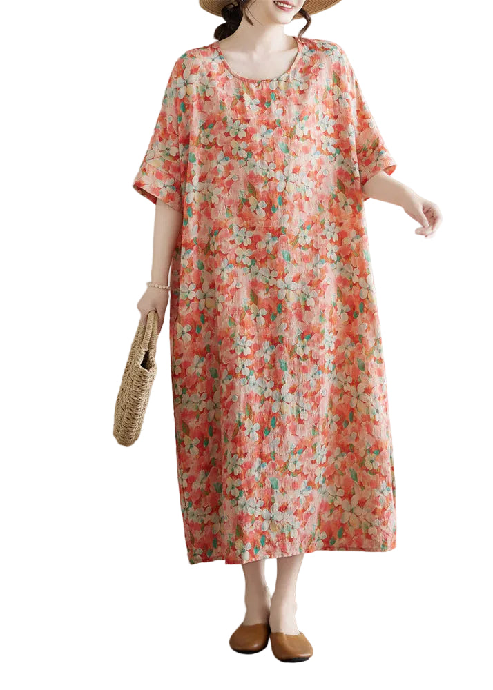 Robe Longue Femme Décontractée Manches Courtes Patchwork 0