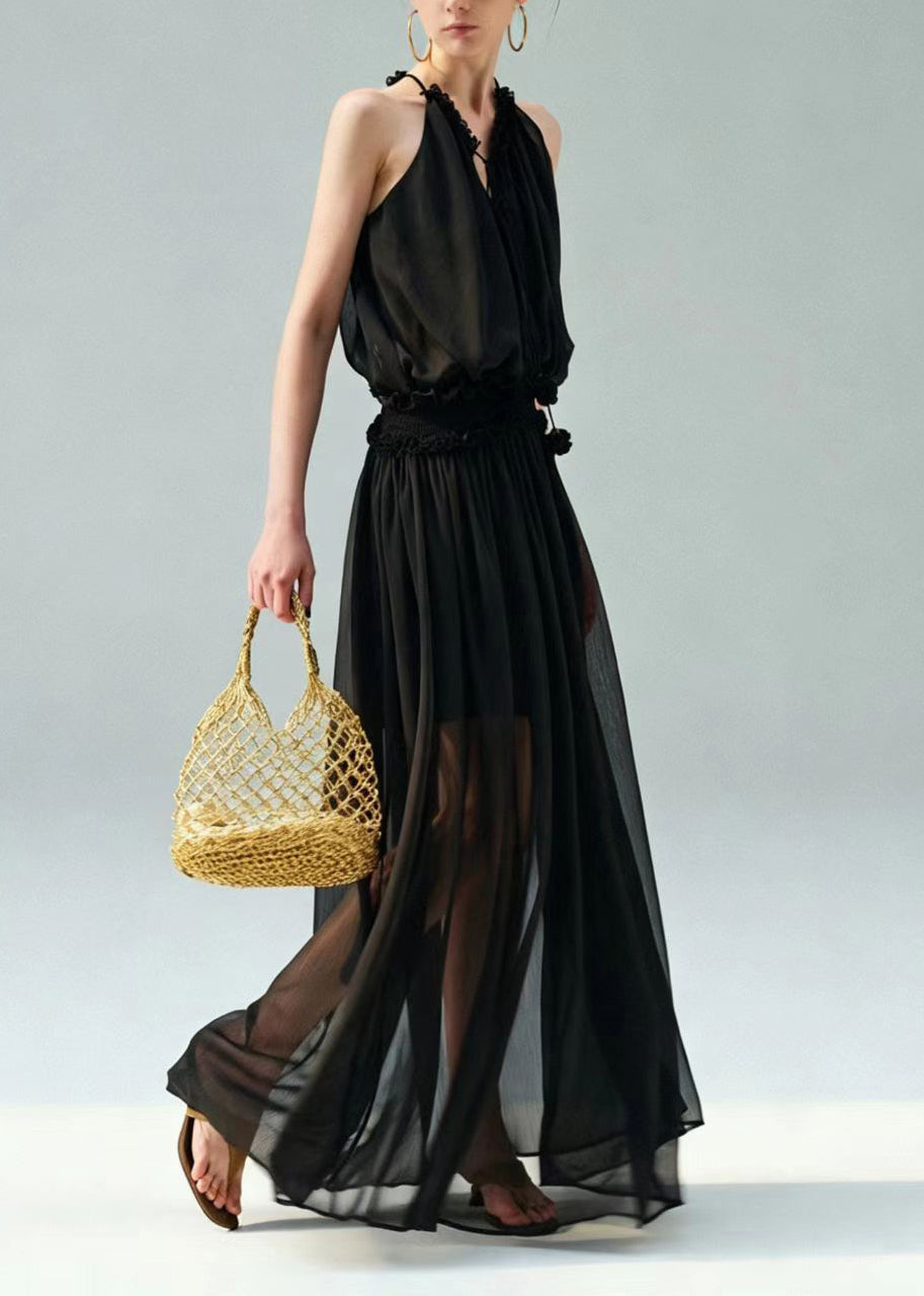 Robe Longue Femme Épaules Dénudées Col Licou Décontractée Été 1
