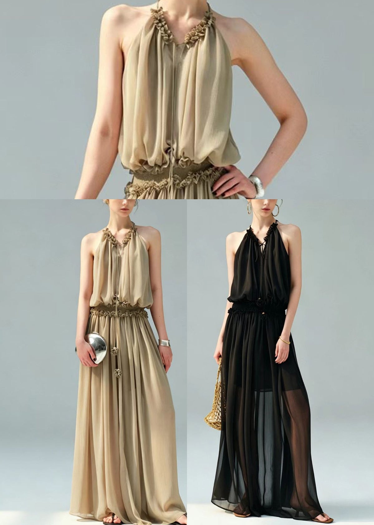Robe Longue Femme Épaules Dénudées Col Licou Décontractée Été 4