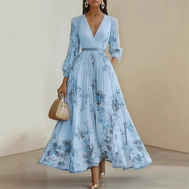 Robe Longue Femme Fleurie à Manches Longues pour Été 0