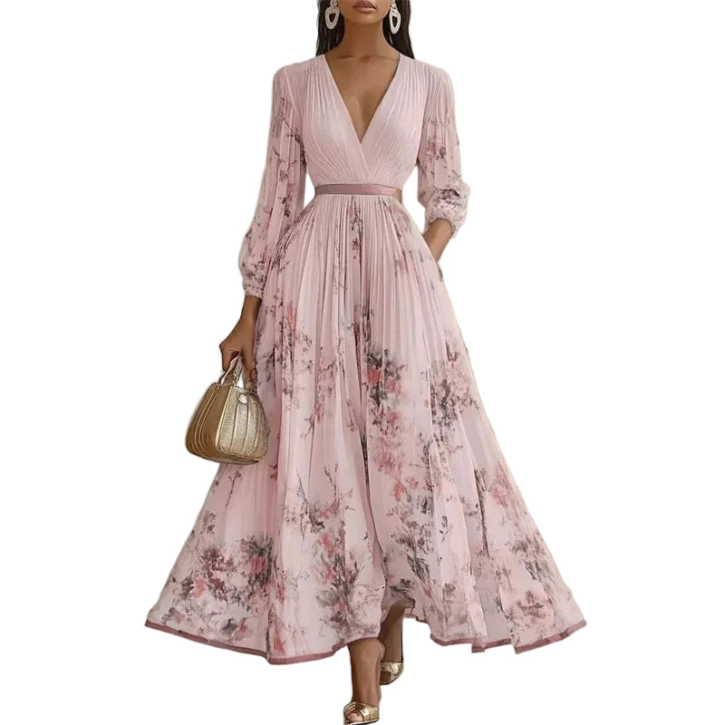 Robe Longue Femme Fleurie à Manches Longues pour Été 1