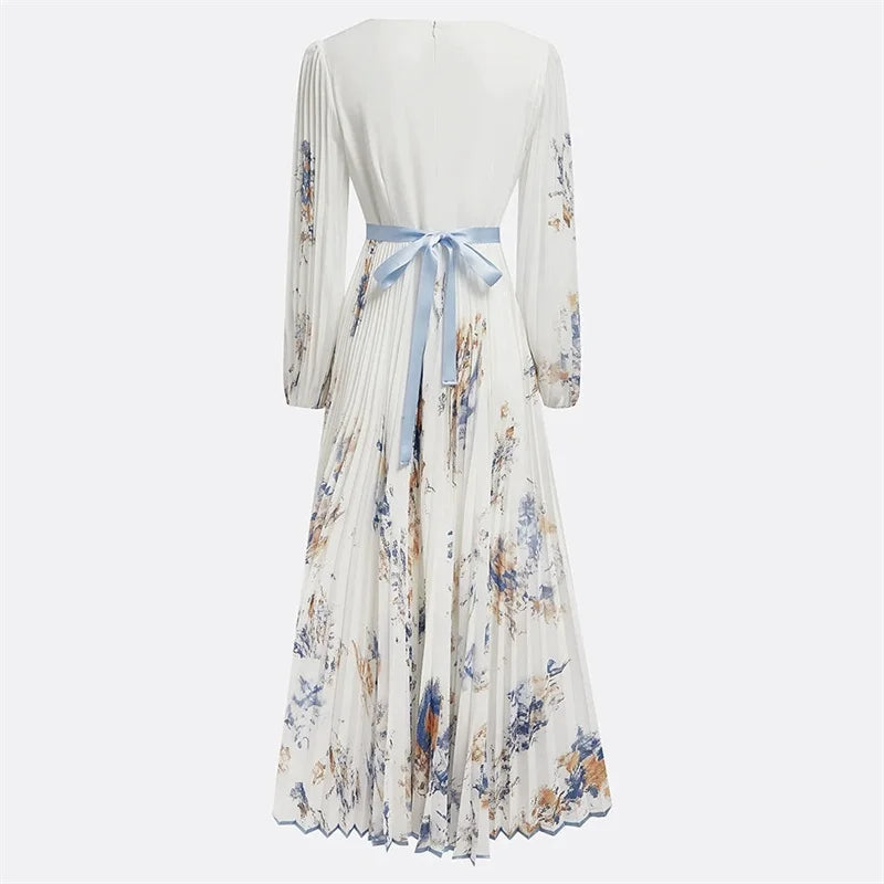 Robe Longue Femme Fleurie à Manches Longues pour Été 5