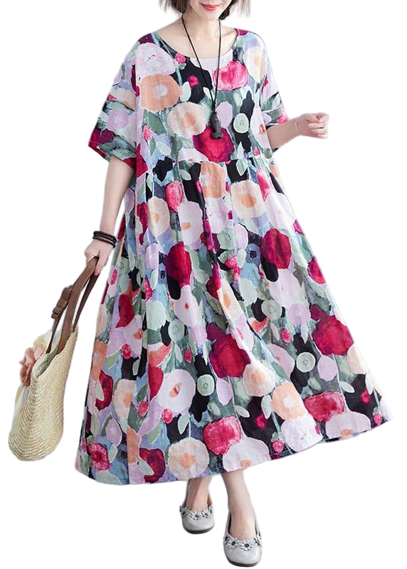 Robe Longue Femme Fleurie à Manches Mi-Longues pour Été 0