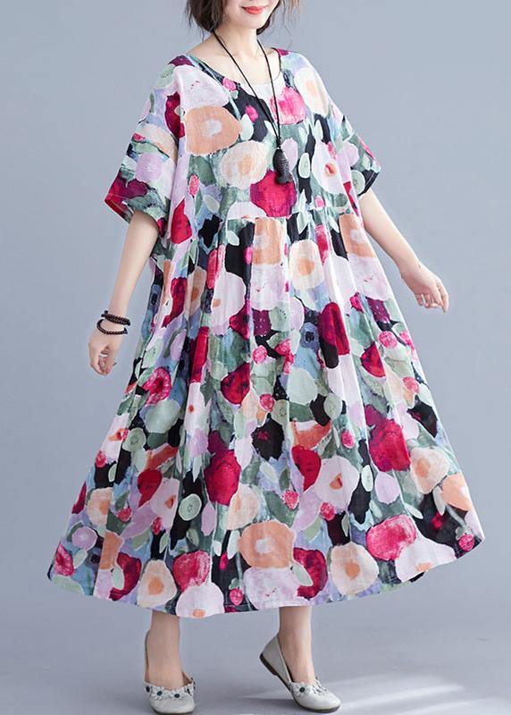 Robe Longue Femme Fleurie à Manches Mi-Longues pour Été 1