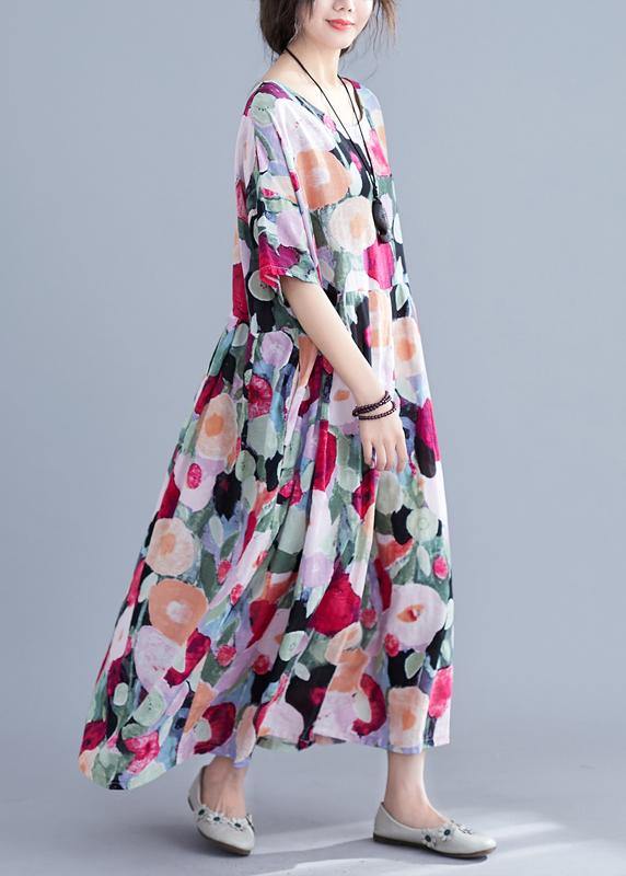 Robe Longue Femme Fleurie à Manches Mi-Longues pour Été 3