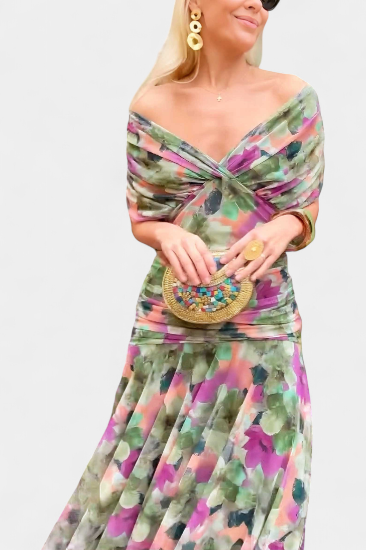 Robe Longue Femme Imprimé Floral Décolleté en V 5