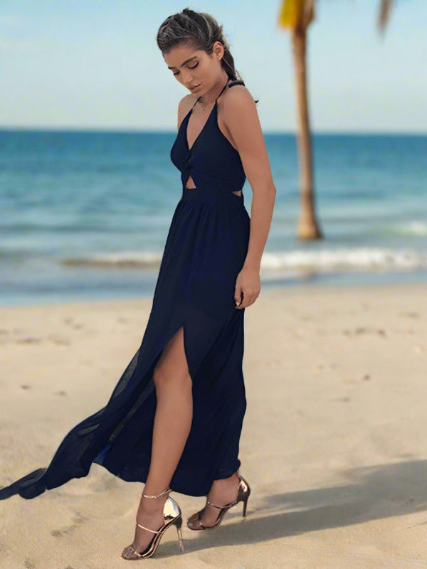 Robe Longue Femme Imprimé Floral Décolleté en V Polyester Maxi Été Bohème 9