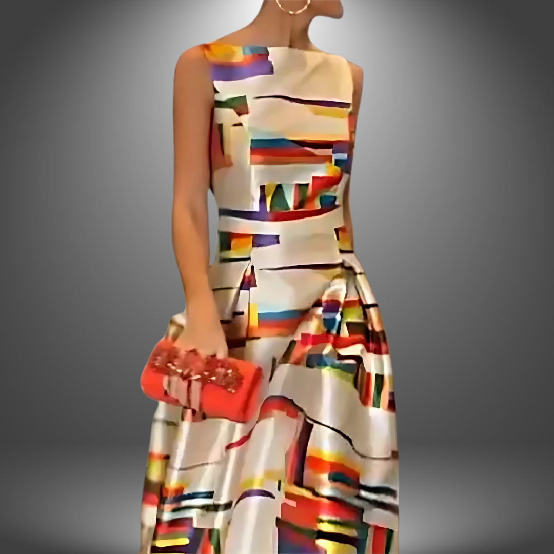 Robe Longue Femme Imprimé Géométrique Chic 1