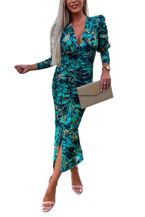 Robe Longue Femme Imprimée à Manches Longues pour Soirée 0