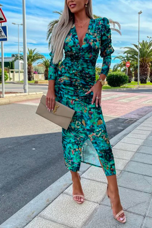 Robe Longue Femme Imprimée à Manches Longues pour Soirée 1