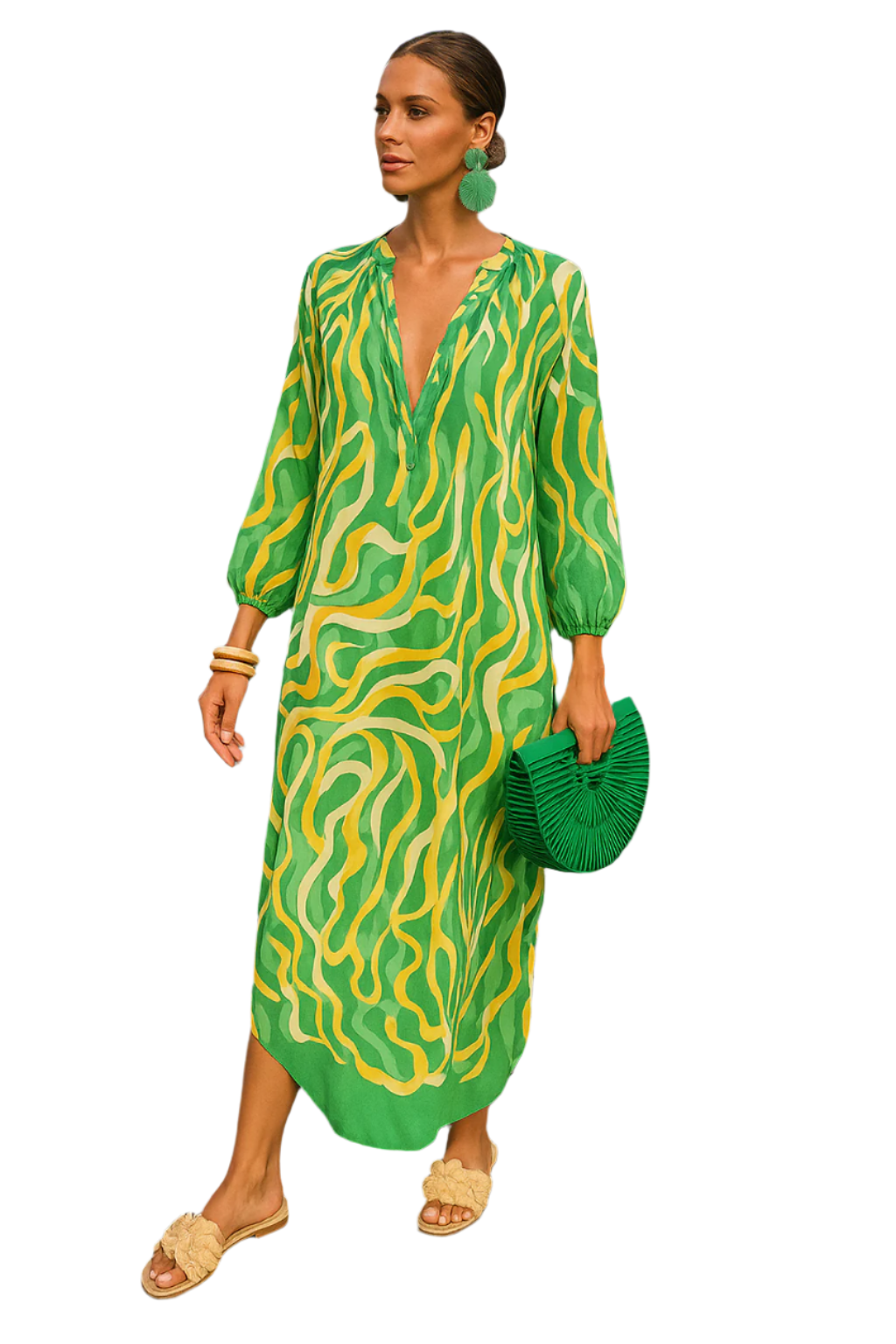 Robe Longue Femme Maxi Col V Tissu Léger Été 0