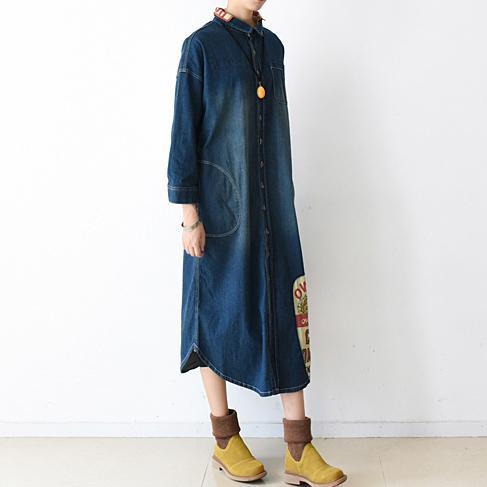 Robe Longue Femme Patchwork Décontractée Manche Longue Grande Taille 1