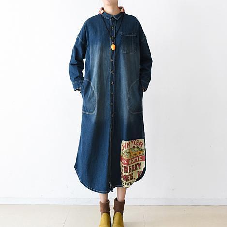 Robe Longue Femme Patchwork Décontractée Manche Longue Grande Taille 2