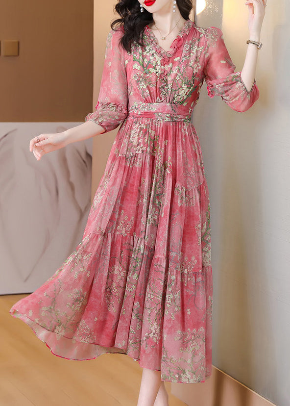 Robe Longue Femme Patchwork à Volants Été 3