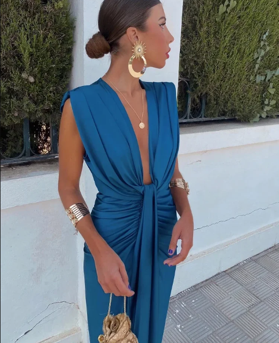 Robe Longue Femme Plissée Élégante pour Soirée ou Été 3