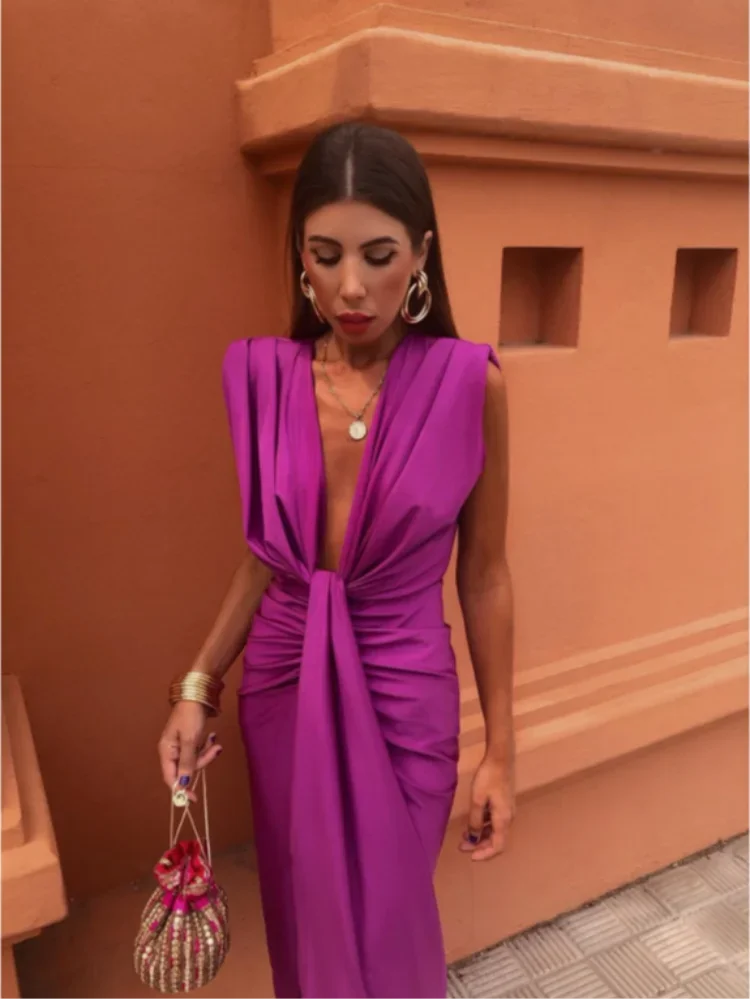 Robe Longue Femme Plissée Élégante pour Soirée ou Été 4