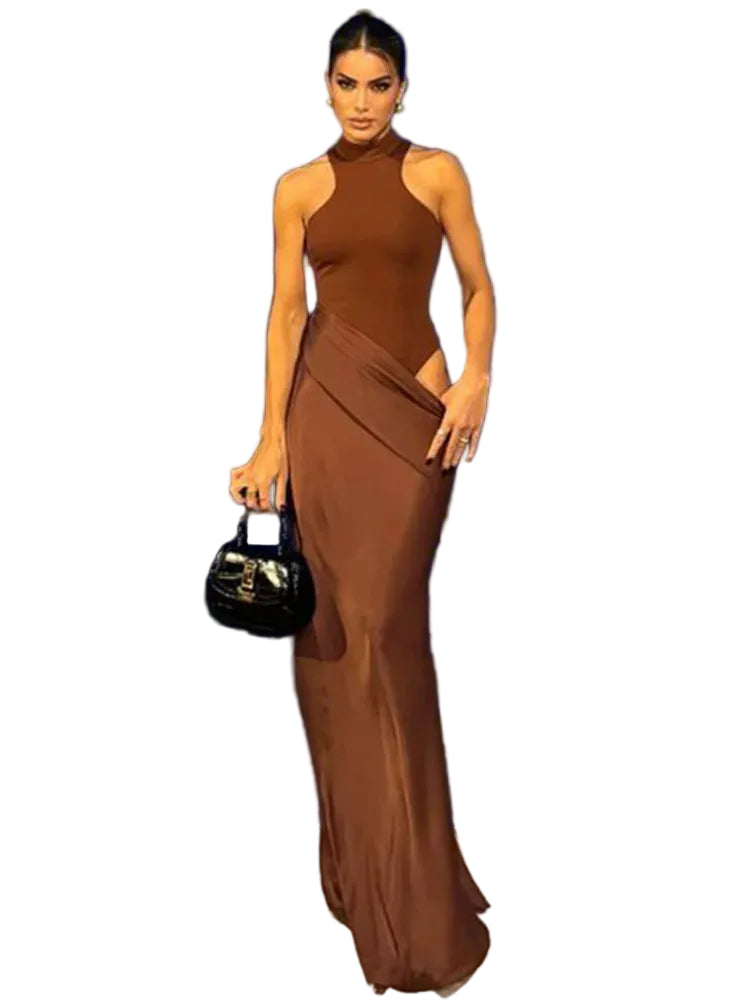Robe Longue Femme Sans Manches Taille Haute Estivale 2