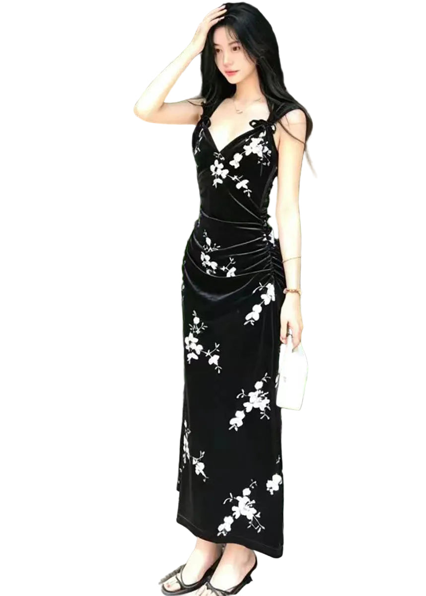 Robe Longue Femme Style Drapé 0