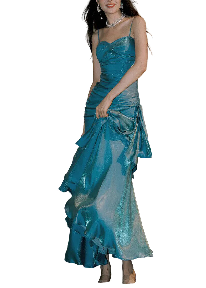 Robe Longue Femme à Volants et Bretelles Spaghetti 0