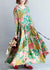 Robe Longue Femme en Lin à Fleurs Maxi Décontractée 1
