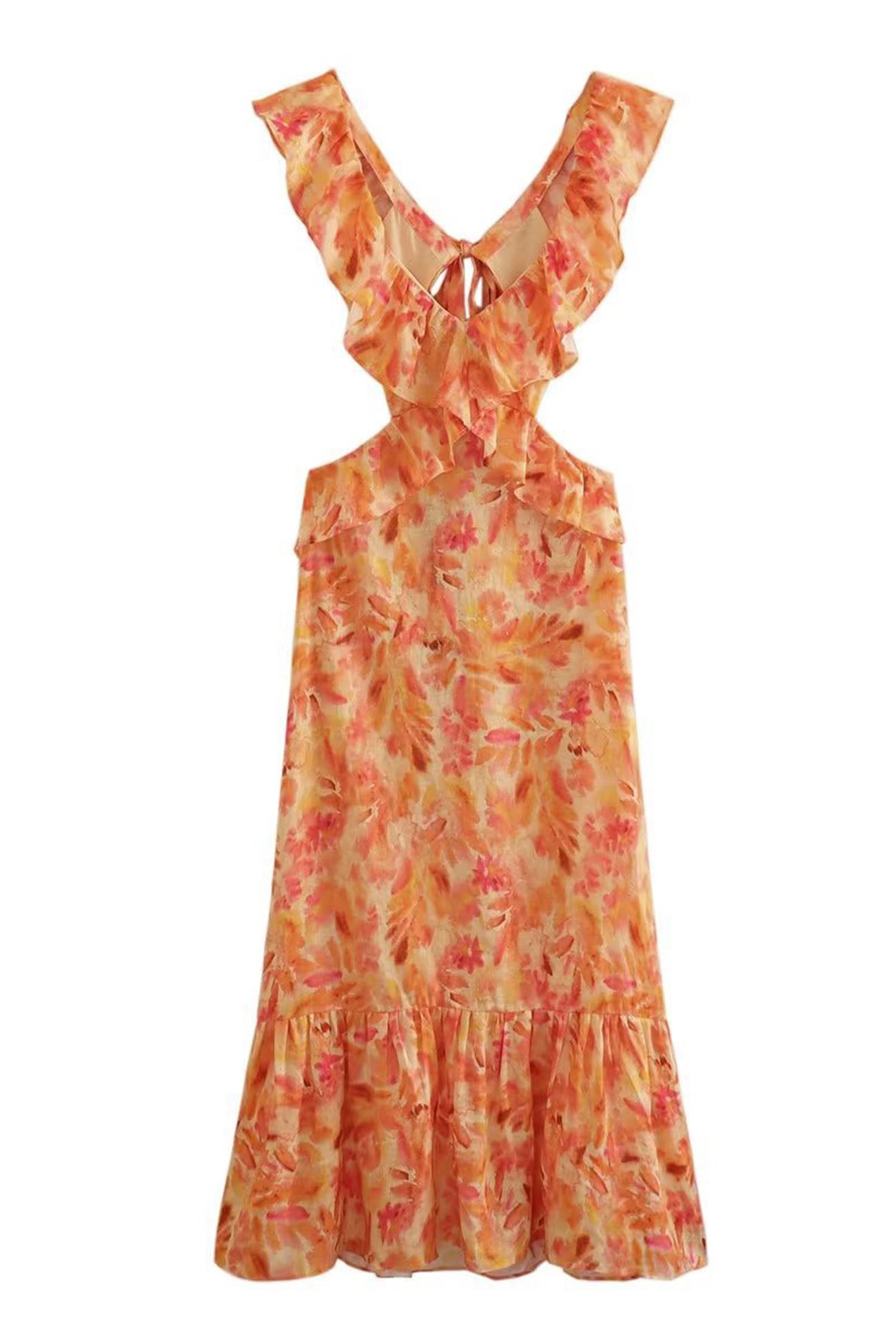 Robe Longue Florale à Volants pour Femmes 7