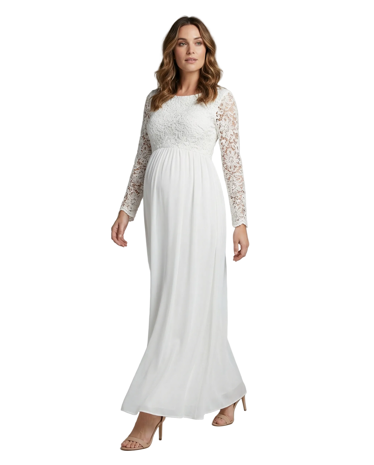 Robe Longue Maternité Élégante à Manches Longues pour Femme Enceinte 1