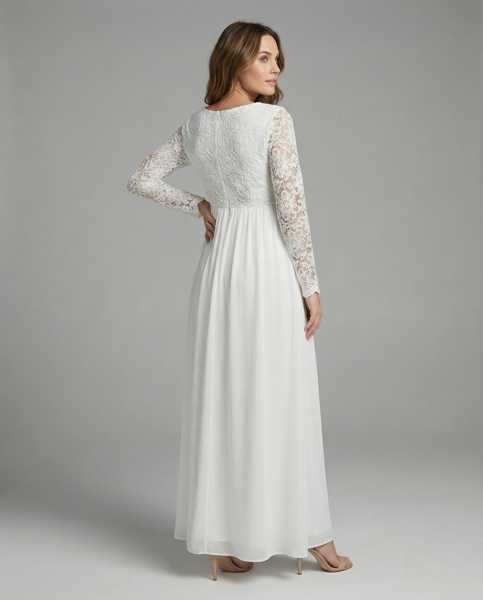 Robe Longue Maternité Élégante à Manches Longues pour Femme Enceinte 2