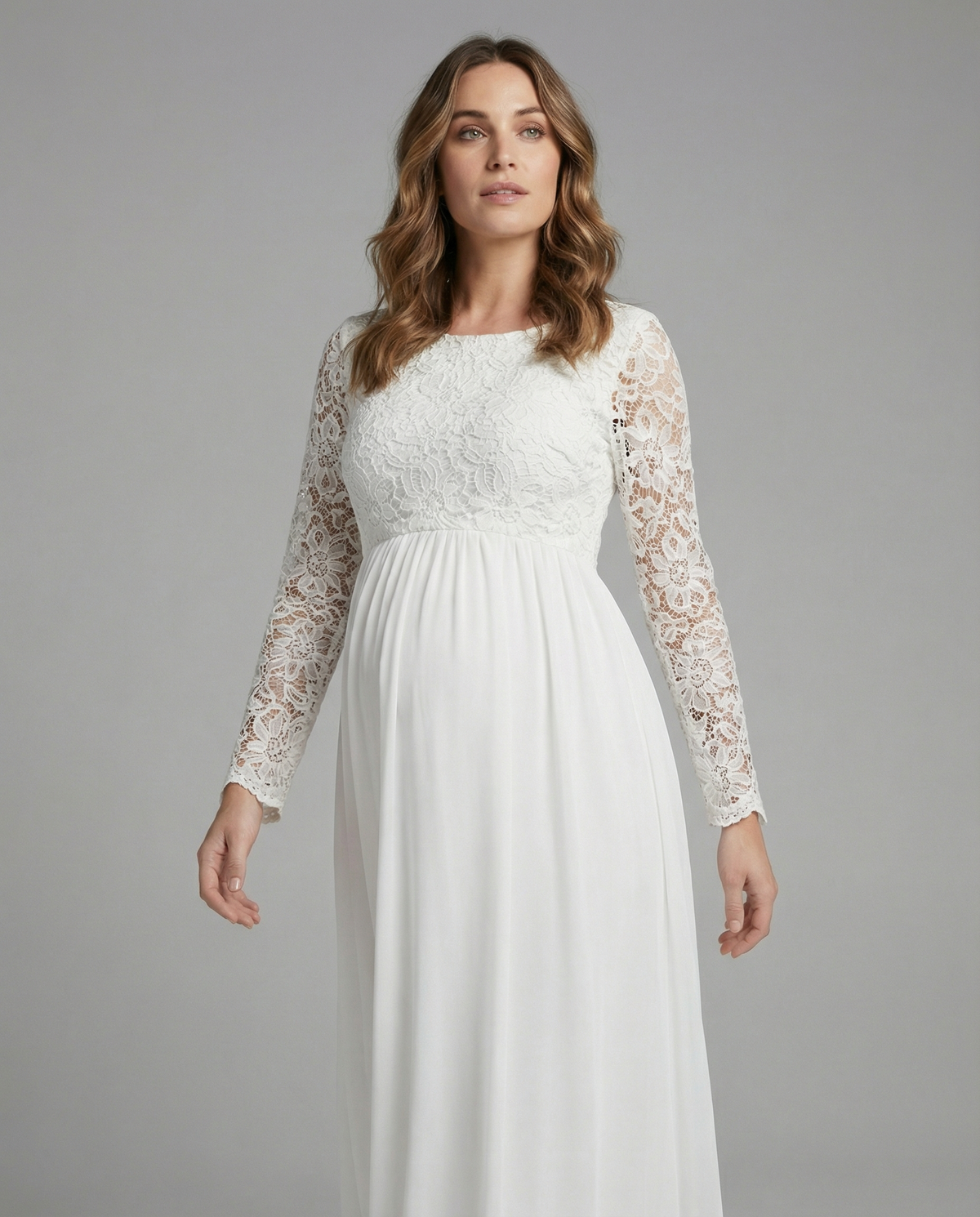 Robe Longue Maternité Élégante à Manches Longues pour Femme Enceinte 3